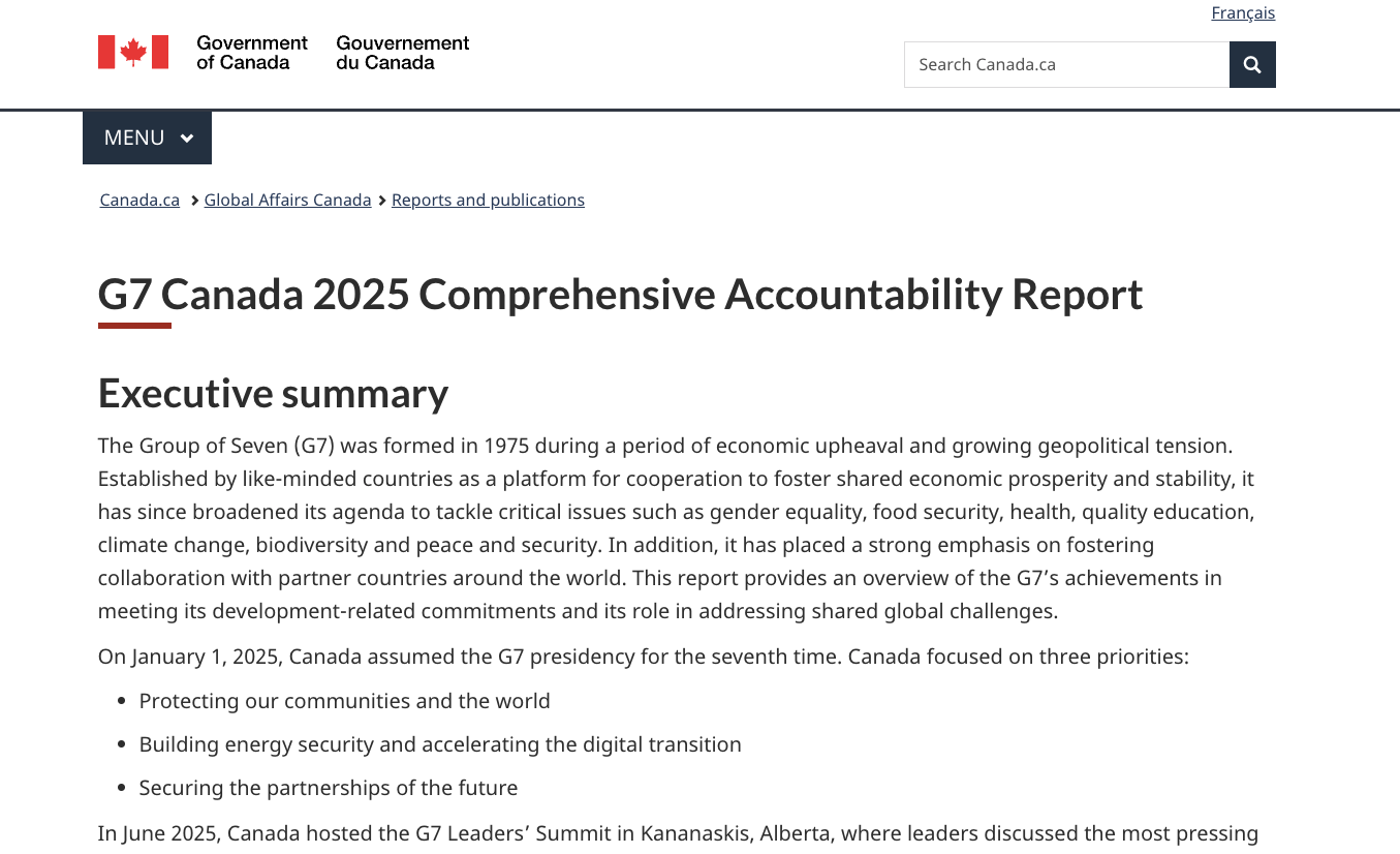 G7 Canada 2025 Accountability Report