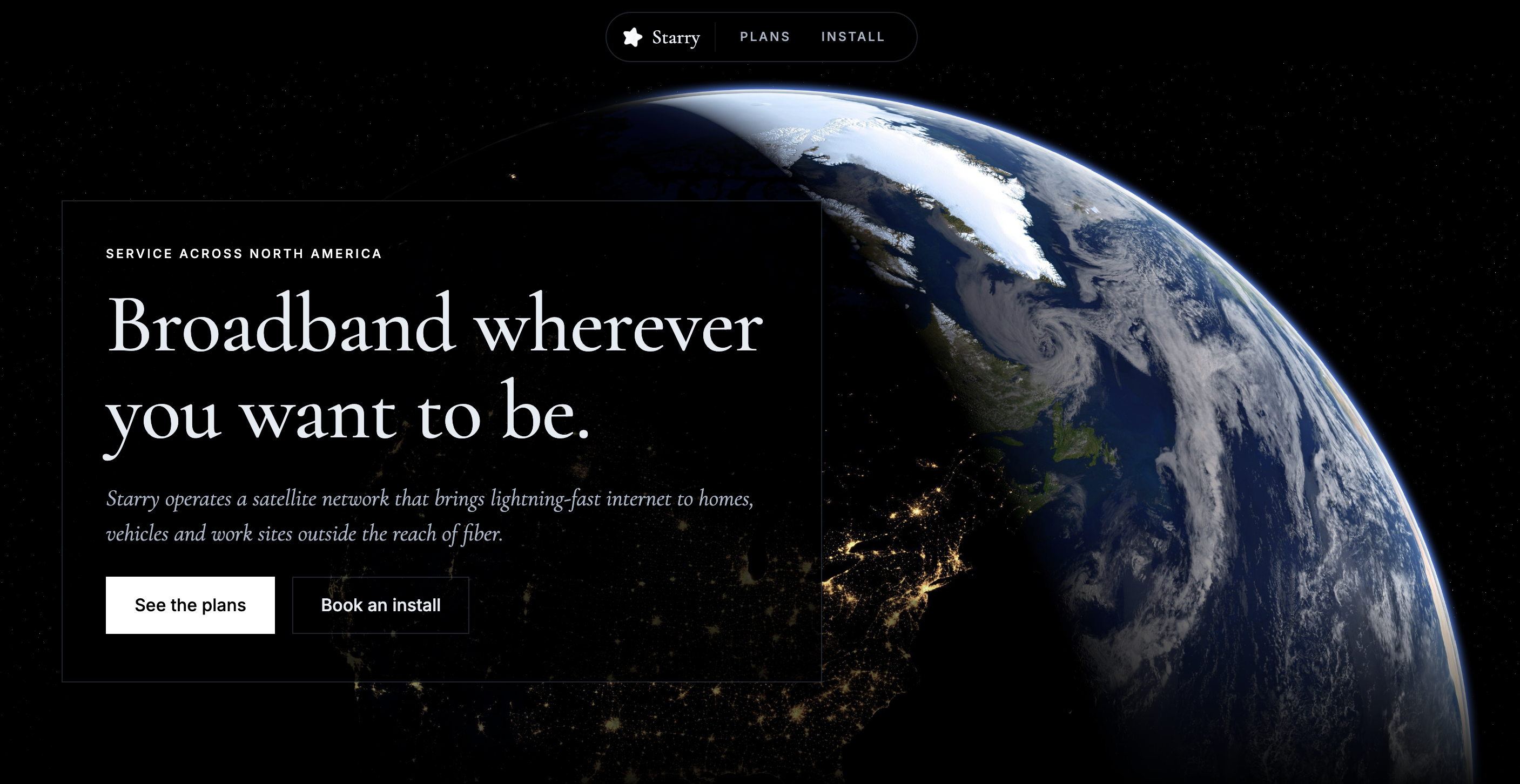 Starry: Satellite Service Mockup